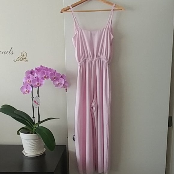 Aritzia Wilfred Melodie Jumpsuit V-Neck Wide Leg Blush Pink - Picture 5 of 16